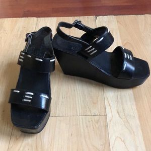 Robert Clergerie Black wedge sandals
